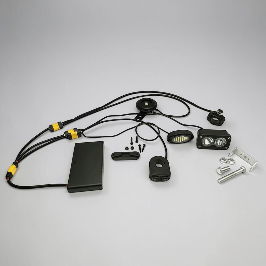 MTN Battery-Powered Headlight + Rock Light + Horn Kit | MTN MOTOWORKS E-Moto Performance Parts & Accessories