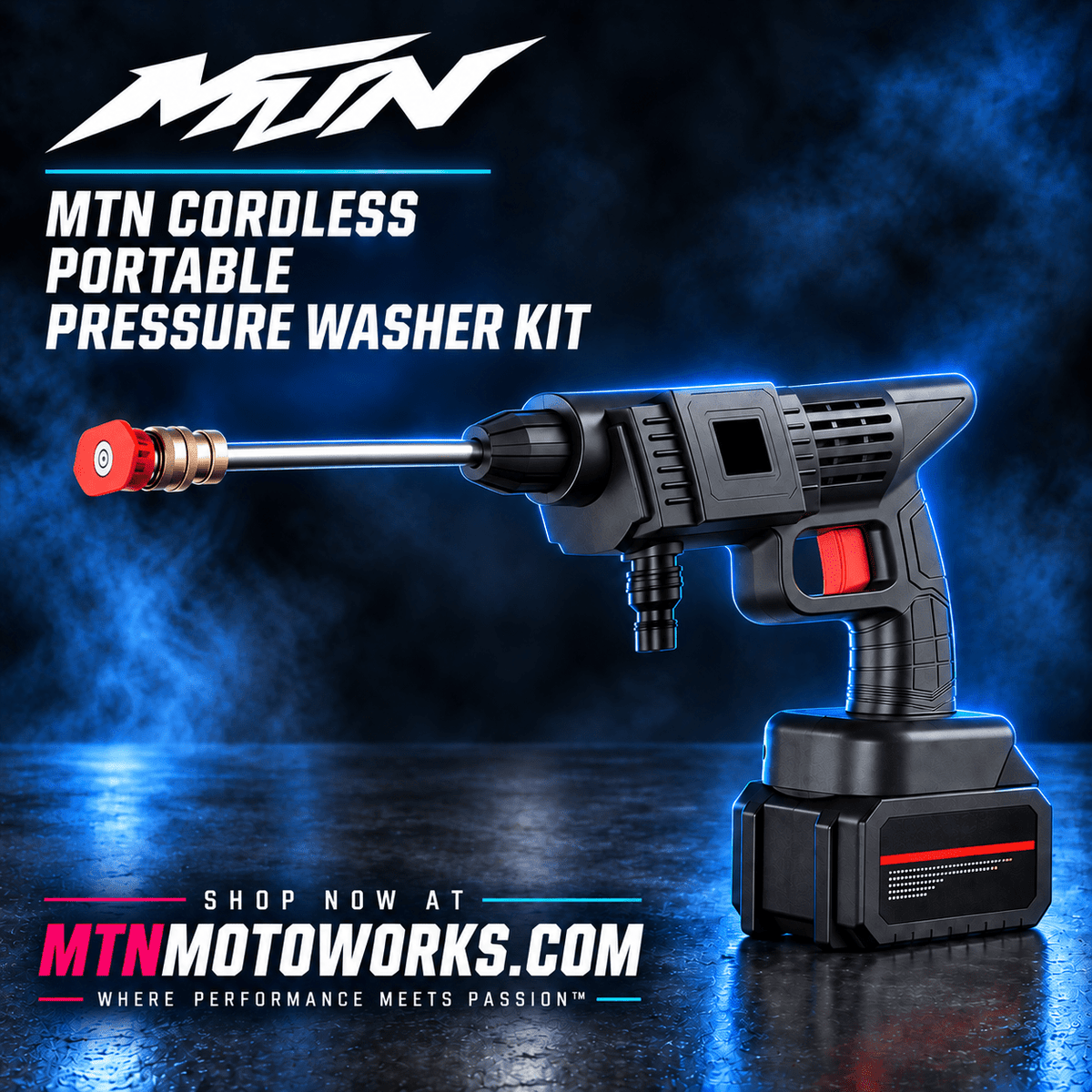 MTN Cordless Portable Pressure Washer Kit | MTN MOTOWORKS E-Moto Performance Parts & Accessories