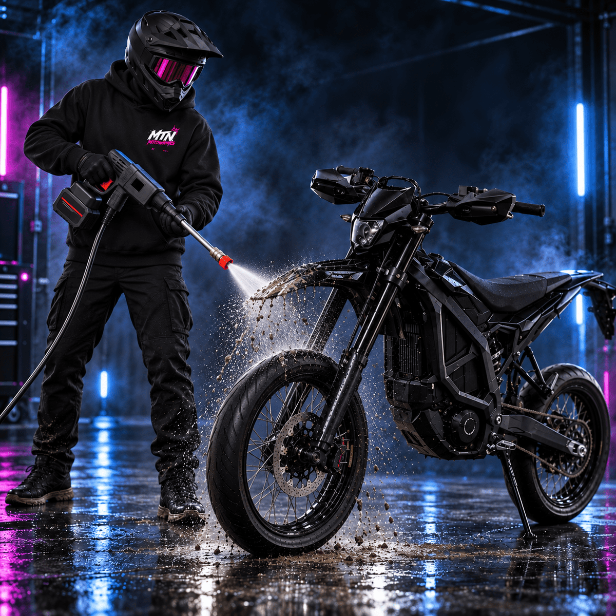 MTN Cordless Portable Pressure Washer Kit | MTN MOTOWORKS E-Moto Performance Parts & Accessories