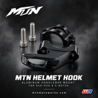 MTN Helmet Hook - aluminum handlebar mount poster, 7075-T6 CNC aluminum for Sur-Ron and E-Motos