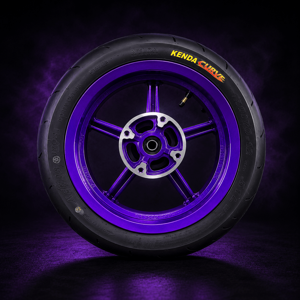 MTN Hot Purple 12” Supermoto Wheel & Tire Set | MTN MOTOWORKS E-Moto Performance Parts & Accessories