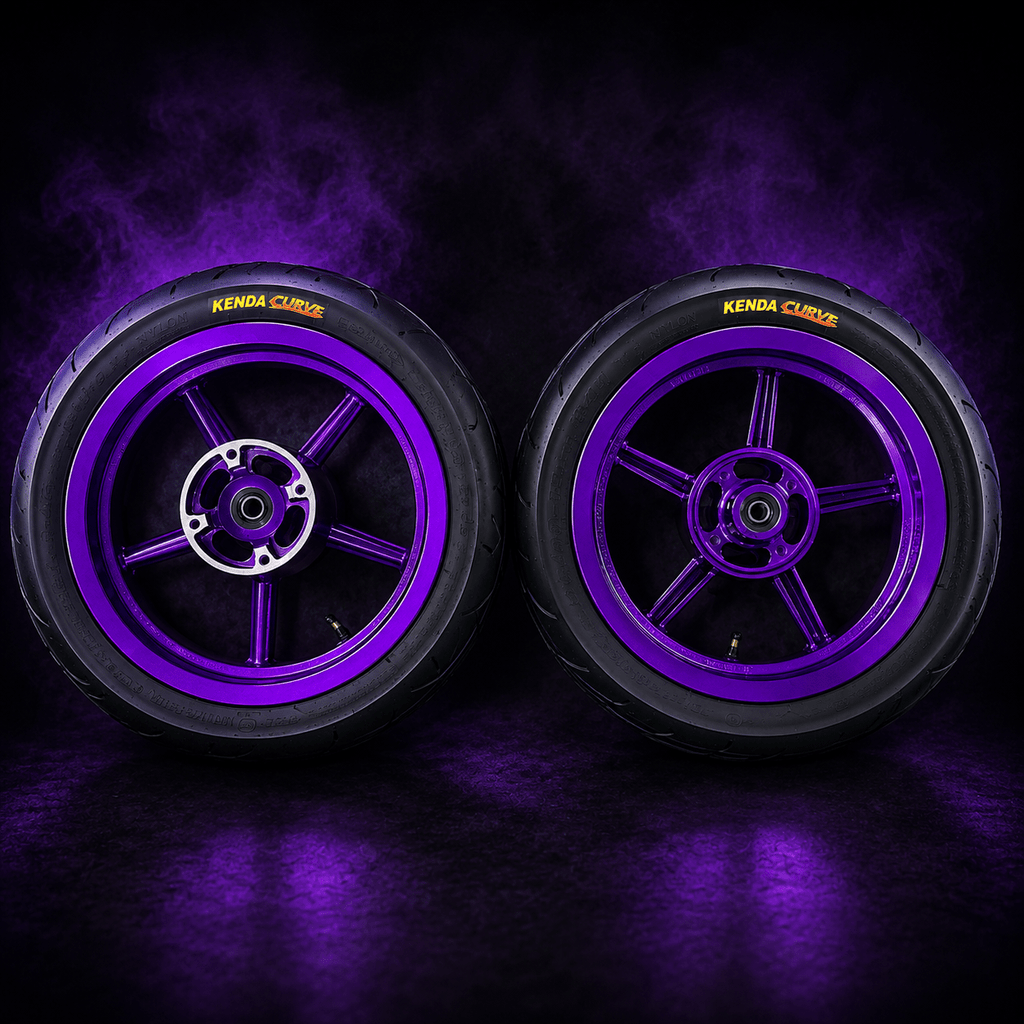 MTN Hot Purple 12” Supermoto Wheel & Tire Set | MTN MOTOWORKS E-Moto Performance Parts & Accessories