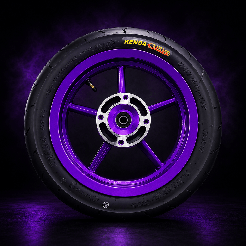 MTN Hot Purple 12” Supermoto Wheel & Tire Set | MTN MOTOWORKS E-Moto Performance Parts & Accessories