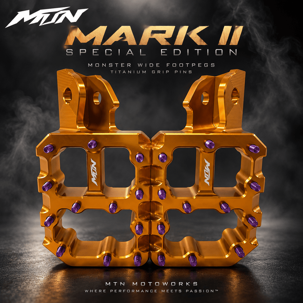 Monster Wide Footpegs, Gold & Violet