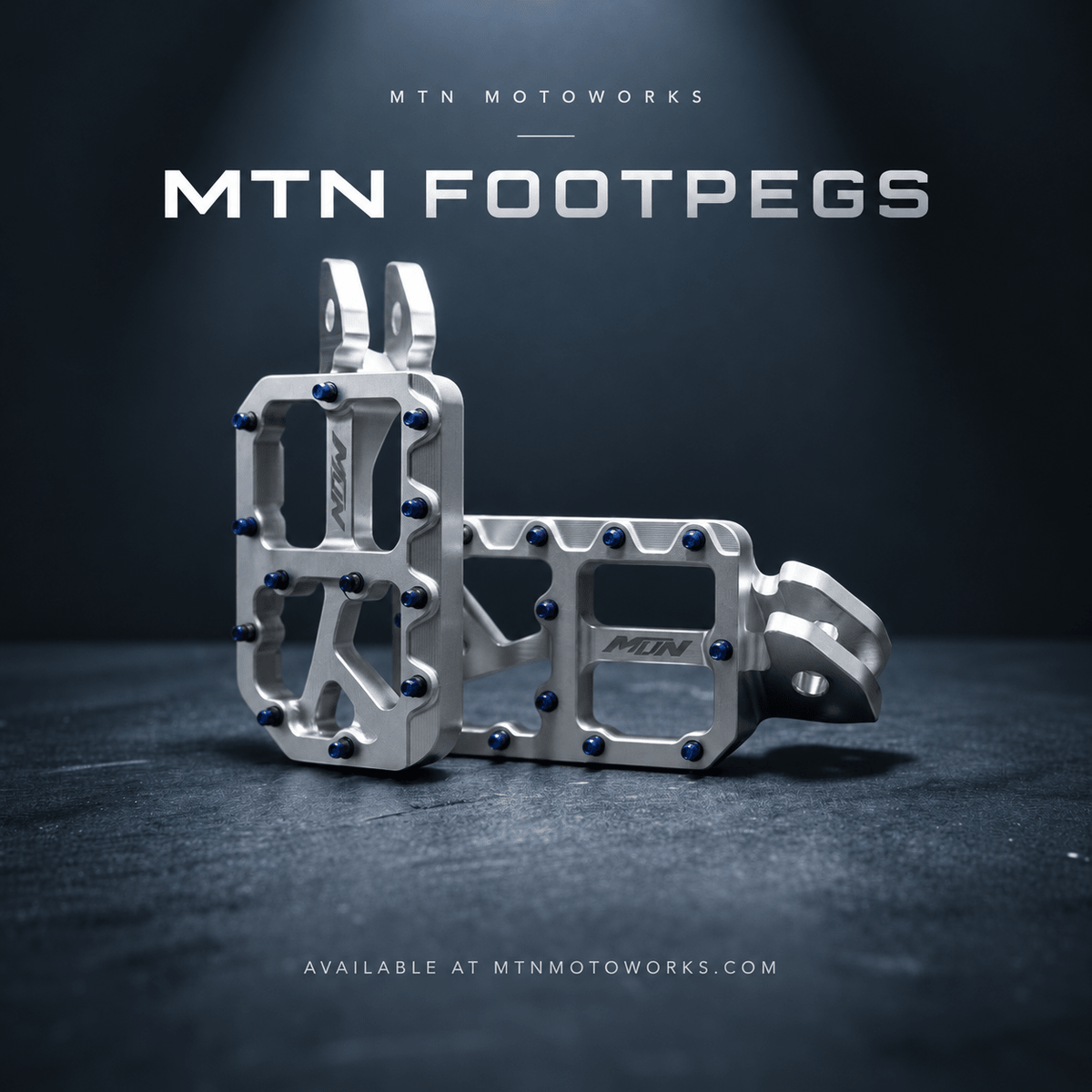 MTN MARK I 7075 Wide Footpegs | Titanium Grip Pins | MTN MOTOWORKS E-Moto Performance Parts & Accessories