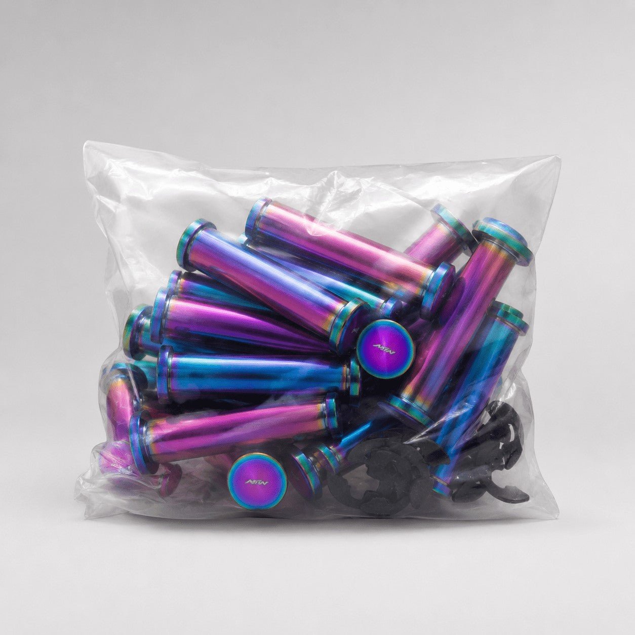 MTN MARK I Grade 5 Titanium Footpeg Pivot Pins – Oil Slick | MTN MOTOWORKS E-Moto Performance Parts & Accessories