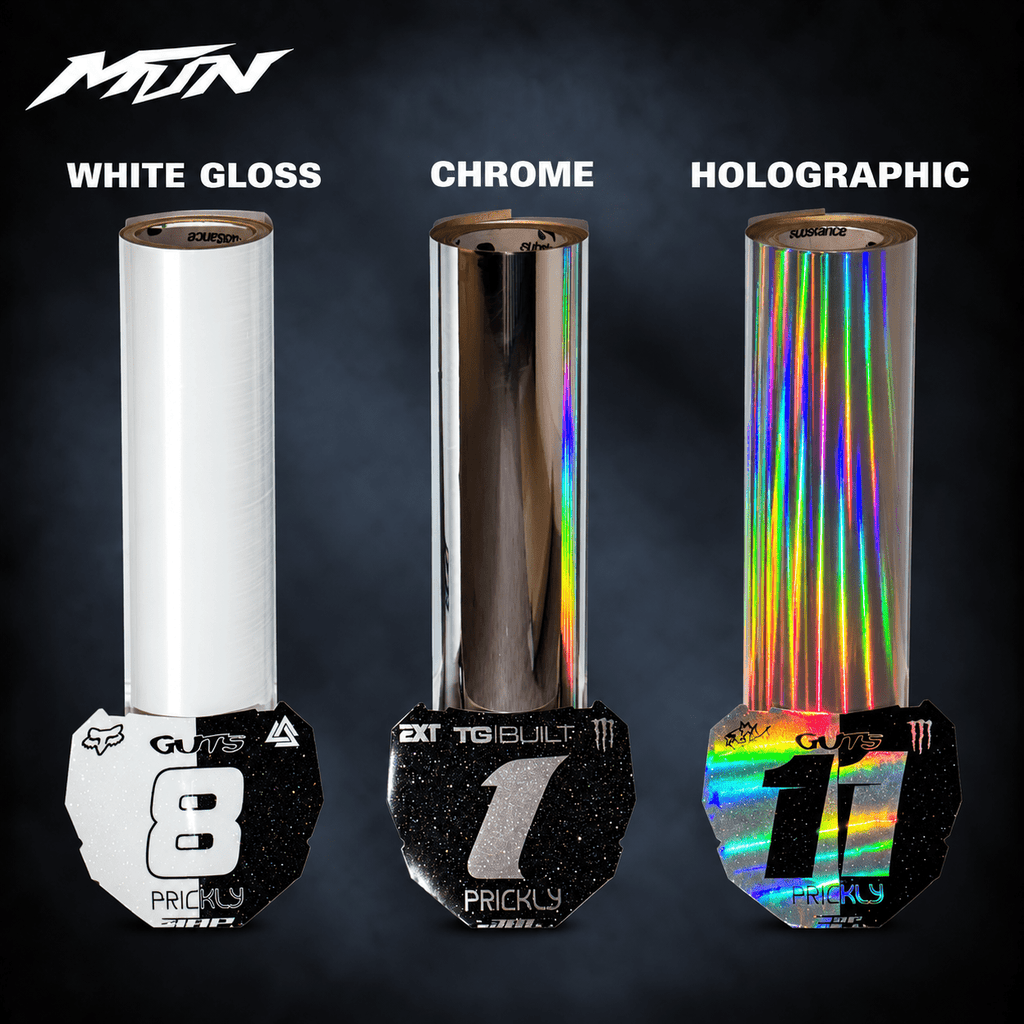 MTN rear fender graphic for Sur-Ron, Talaria and E-Ride Pro in chrome, white or holographic vinyl