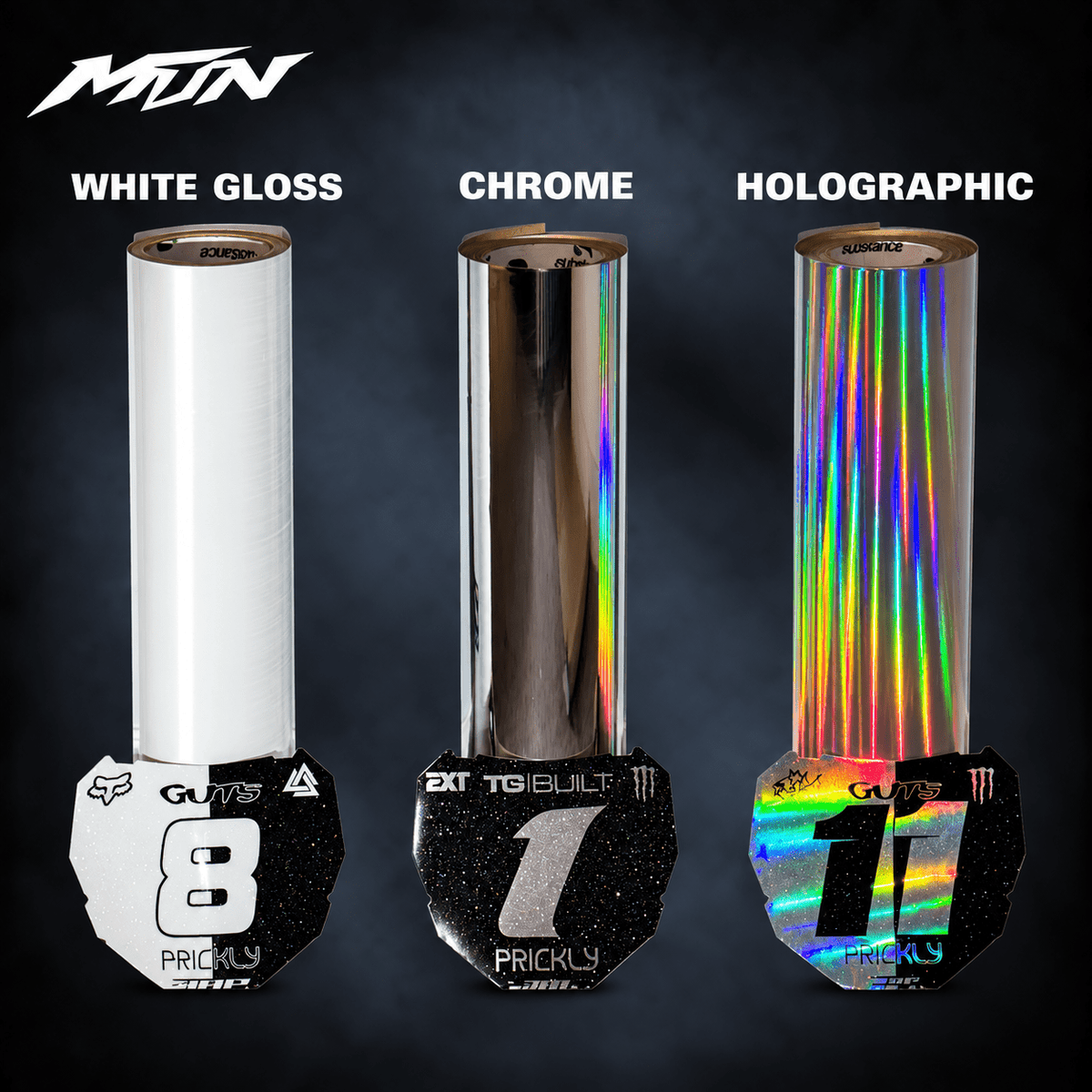 MTN rear fender graphic for Sur-Ron, Talaria and E-Ride Pro in chrome, white or holographic vinyl