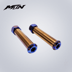 Warp9 titanium footpeg pivot pin pair in Burnt Blue finish with retaining clips | MTN MotoWorks