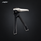 Single Sur-Ron Ultra Bee folding passenger footpeg, opposite side view, folded closed and locked — MTN MotoWorks