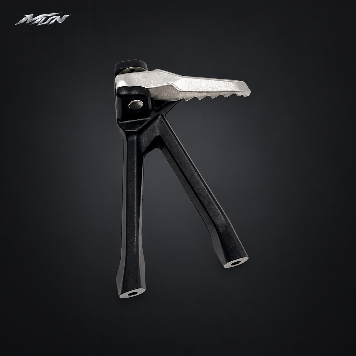 Single Sur-Ron Ultra Bee folding passenger footpeg, opposite side view, folded closed and locked — MTN MotoWorks