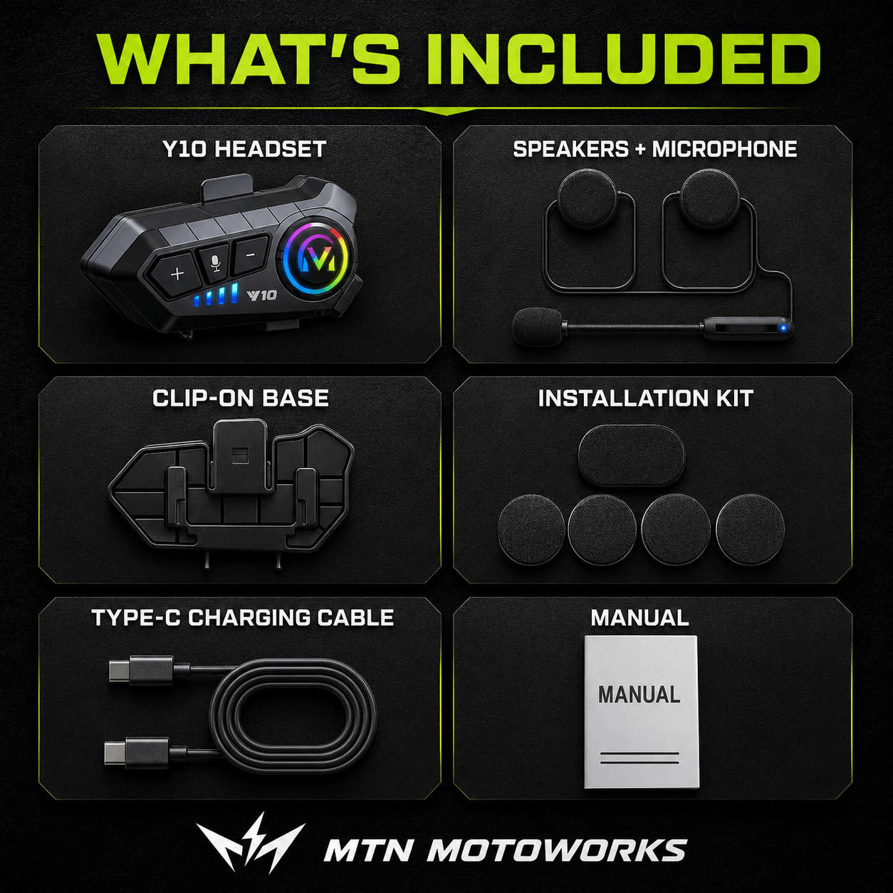 MTN Y10 Bluetooth Helmet Headset | MTN MOTOWORKS E-Moto Performance Parts & Accessories