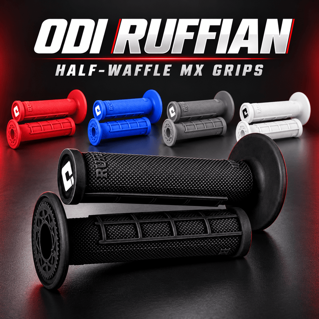 ODI Ruffian Half-Waffle MX Grips | Moto & E-Moto | MTN MOTOWORKS E-Moto Performance Parts & Accessories