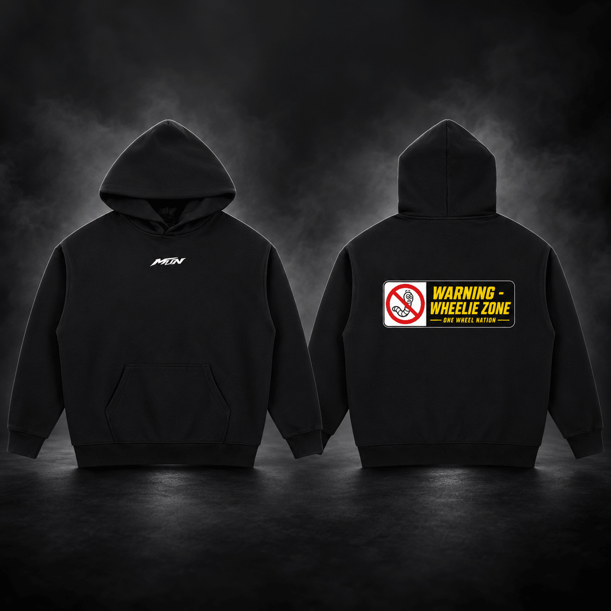 One Wheel Nation Warning Wheelie Zone Hoodie | MTN MOTOWORKS E-Moto Performance Parts & Accessories