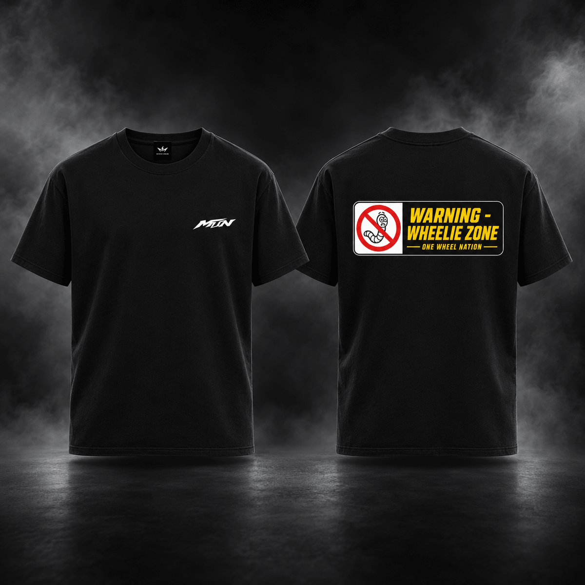 One Wheel Nation Warning Wheelie Zone Tee | MTN MOTOWORKS E-Moto Performance Parts & Accessories