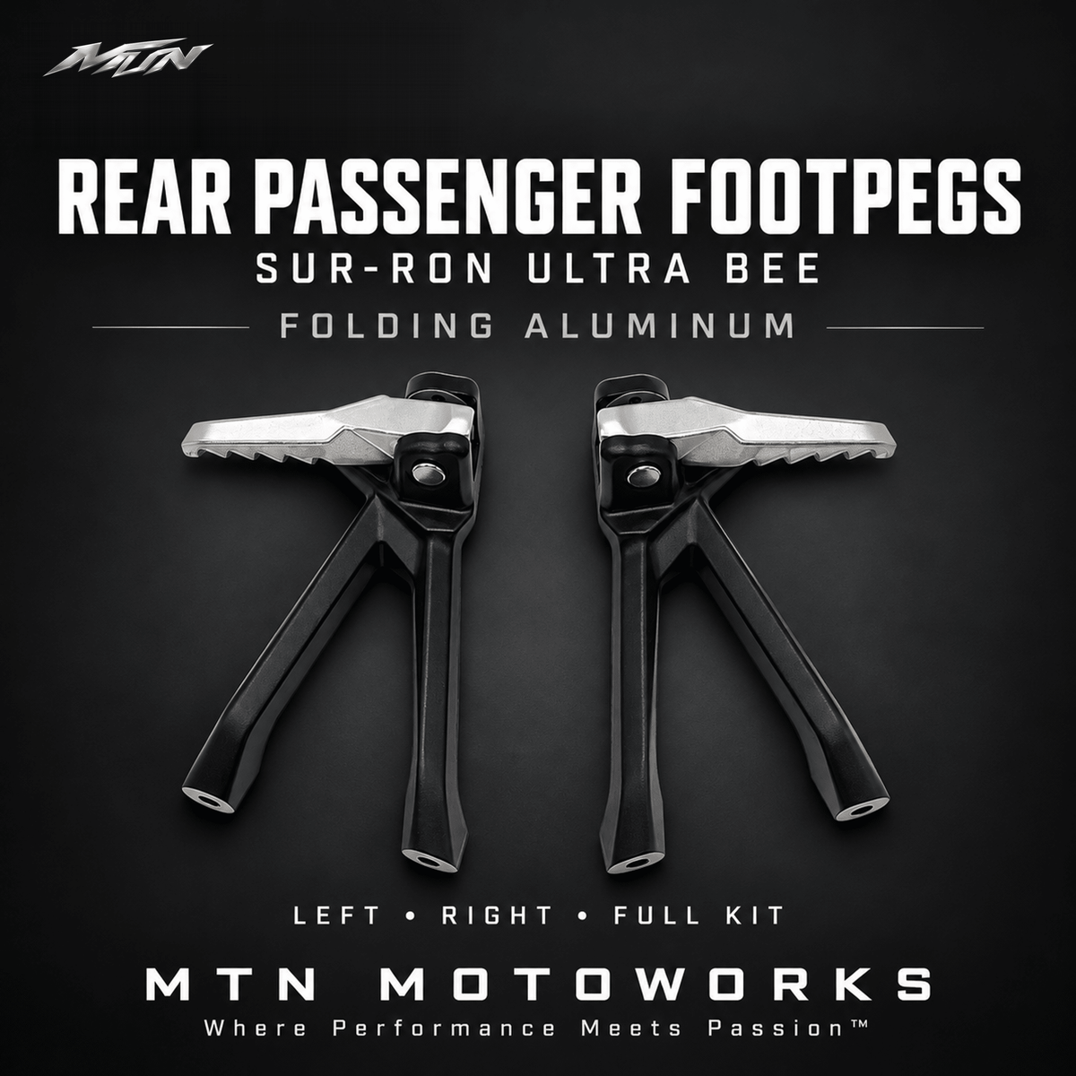 Rear Passenger Footpegs | Folding Aluminum | Sur-Ron Ultra Bee | MTN MOTOWORKS E-Moto Performance Parts & Accessories#