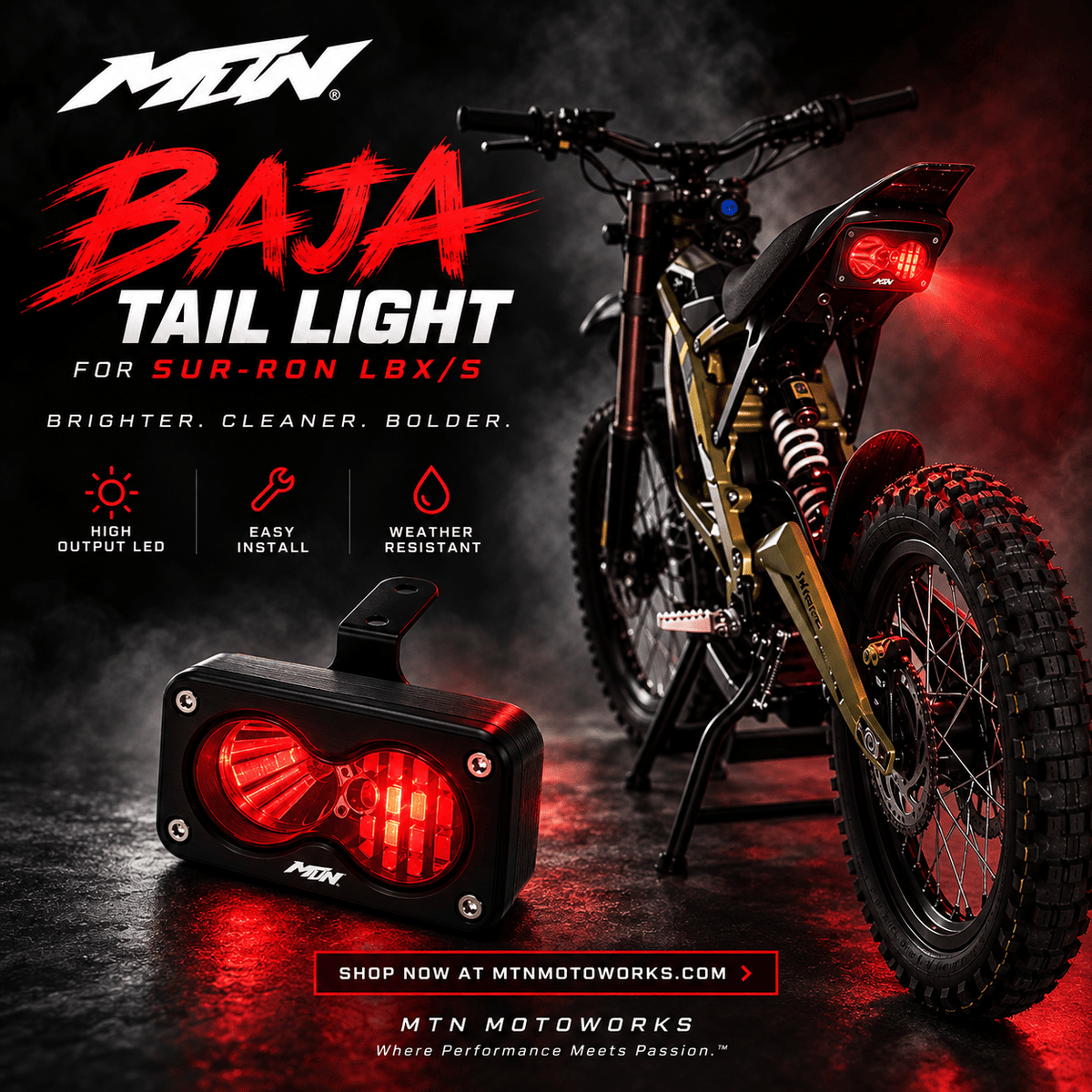 Red Baja Tail Light for Sur-Ron Light Bee